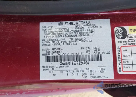 2007 Ford Fusion Se из США, поврежденный, VIN 3FAHP01157R224404